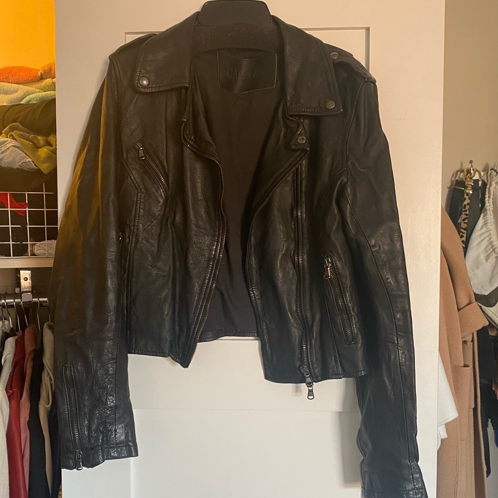 Carmar denim real leather jacket. Size small.